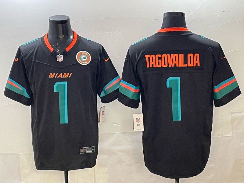 Men Miami Dolphins #1 Tua Tagovailoa black Nike 2025 Limited Nike NFL Jersey 06